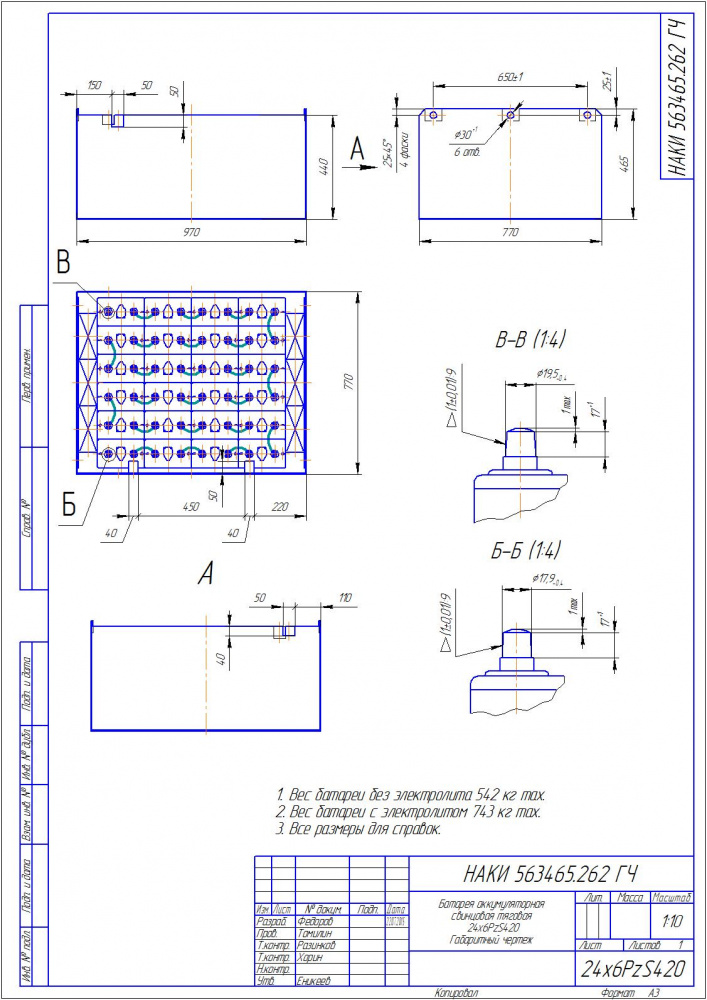 Аккумулятор с панцирными пластинами 24х6PzS420 (262)